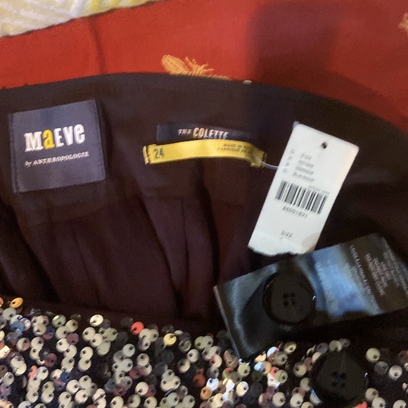 Anthropologie Maeve Colette Silver Sequin Wide-leg Pants NWT - Picture 7 of 7